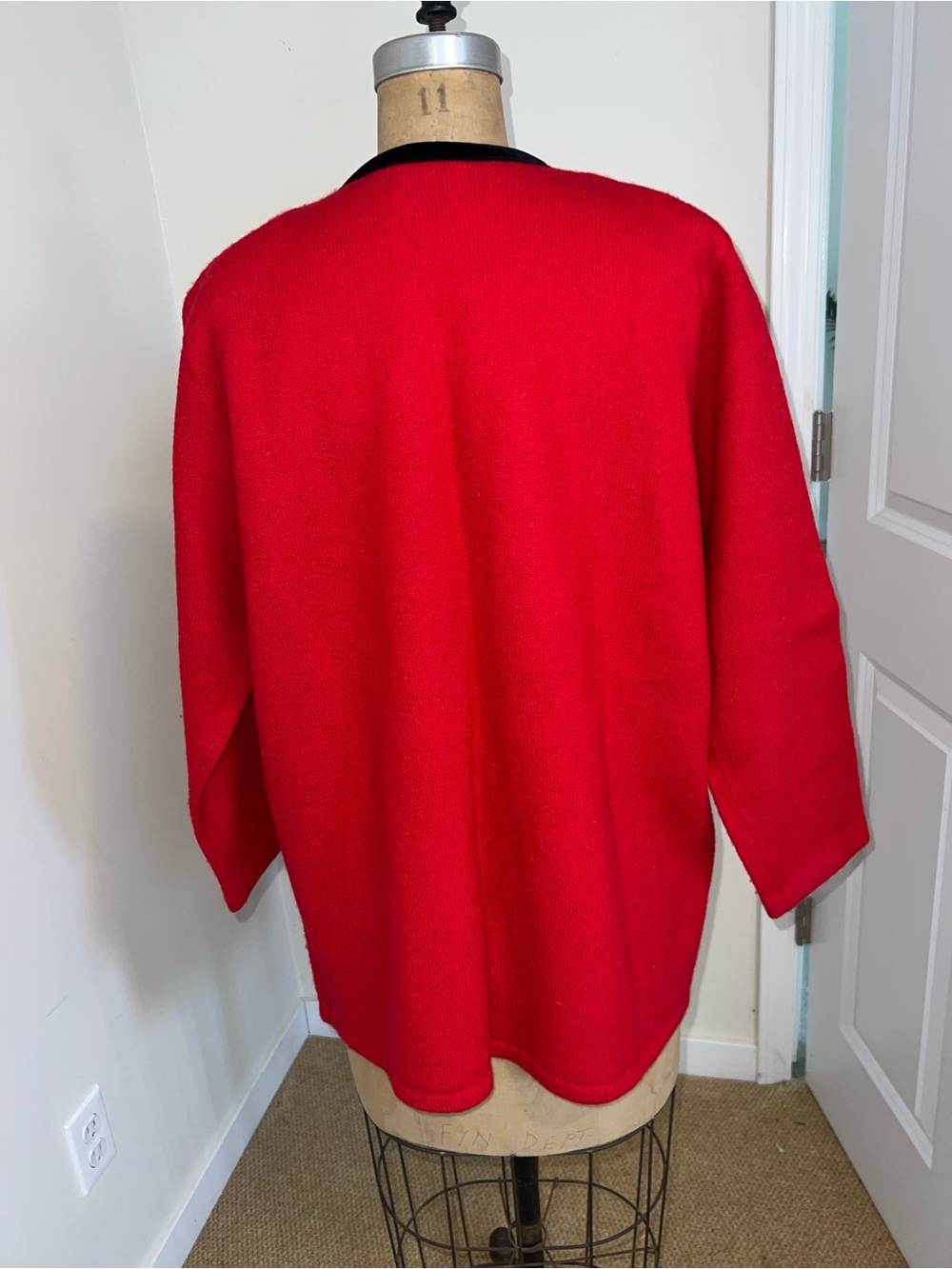 Pendleton Red Wool Cardigan with Black Trim - Picture 3 of 5